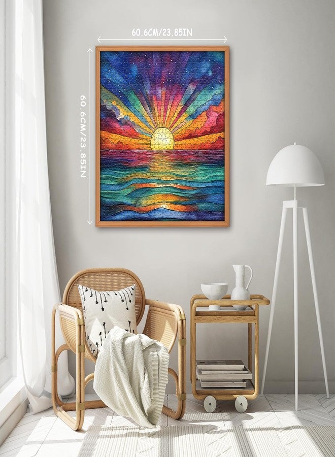 PICKFORU Impossible Puzzle for Adults 1000 Pieces, Ocean Sunset Puzzles with Colorful Rainbow Gradient, Magic Nature Art Jigsaw Puzzle, Challenging Hard Puzzle for Adults - Image 3