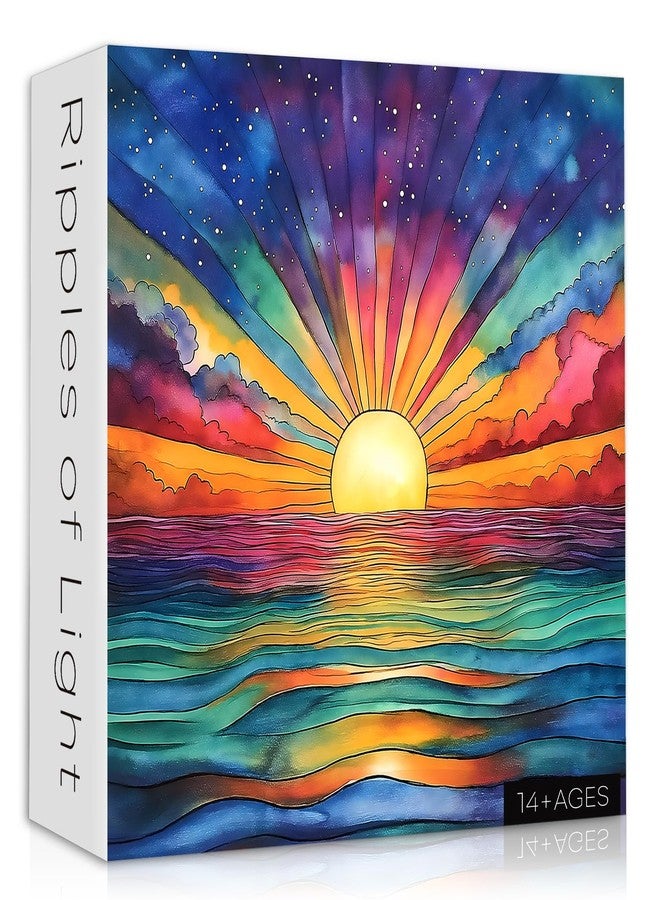 PICKFORU Impossible Puzzle for Adults 1000 Pieces, Ocean Sunset Puzzles with Colorful Rainbow Gradient, Magic Nature Art Jigsaw Puzzle, Challenging Hard Puzzle for Adults - Image 1