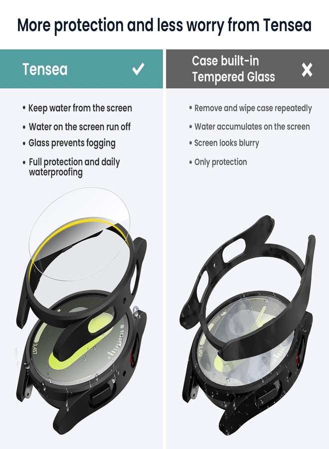 Tensea [5+5Pack for Samsung Galaxy Watch 7 Screen Protector Case 44mm Accessories, Hard PC Bumper/HD Anti-Fog Tempered Glass Protective Film, Face Cover Set, Galaxy Watch 7 Case for Women Men - Image 3