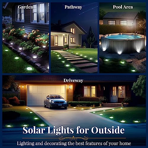 SOLPEX Solar Ground Lights, 16 Pack Solar Lights Outdoor Waterproof, 8 LED Solar Powered Landscape Lighting for Garden Yard Patio Pathway Driveway Walkway (Cool White) - Image 2