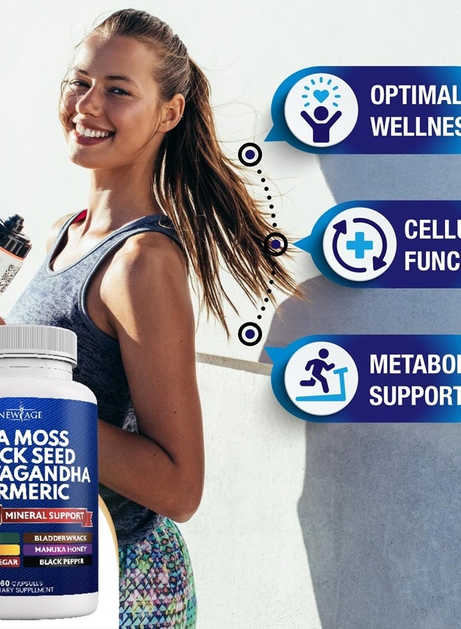 New Age Sea Moss 3000mg Black Seed Oil 2000mg Ashwagandha 1000mg Turmeric 1000mg Bladderwrack 1000mg Burdock 1000mg- with Manuka, Honey Dandelion, ACV Black Pepper Gluten Free - Image 4