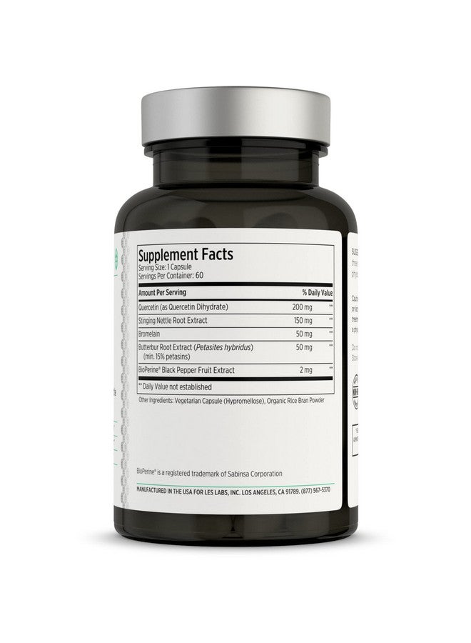 LES Labs Sinus & Seasonal - Sinus Relief, Nasal Health, Balanced Histamine Response, Clear Lungs & Respiratory Health - Butterbur, Quercetin, Nettle Root & Bromelain - Non-GMO Supplement - 60 Capsules - Image 1