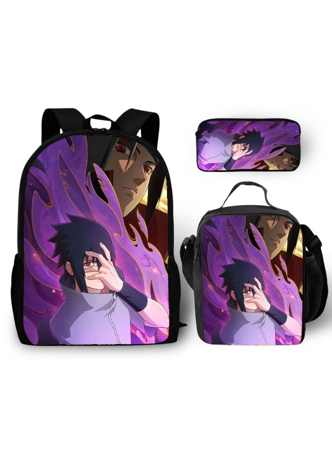 ناروتو على ظهره مقلمة حقيبة ثلاثة قطعة دعوى الرجال والنساء الترفيه الرياضة حقيبة السفر طالب حقيبة المدرسة - Image 1