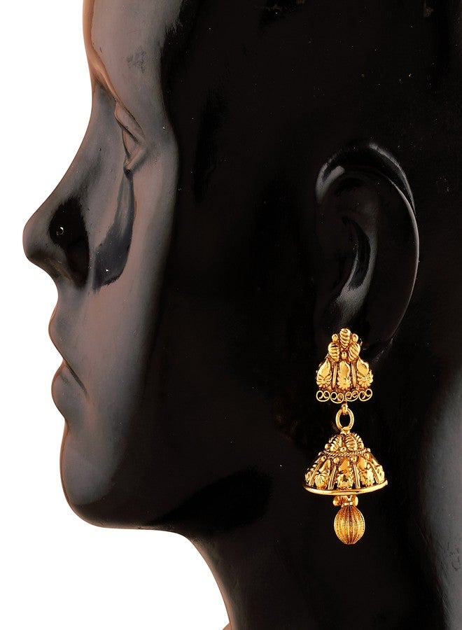ACCESSHER Women's & Girl's Copper Antique Royal Jhumki Earrings - Image 2