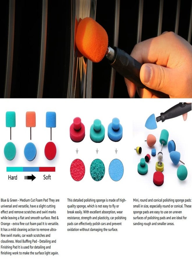 DIY Crafts 4x Felt 4x Fur Pads, Mini Kit, Mini Buffing Polishing Pads, Detail Polisher Pads Use On Rotary Tools,Cordless Drill, Polisher Tool for Tight Area Detailing (4x Felt 4x Fur Pads, Mini Kit) - Image 3