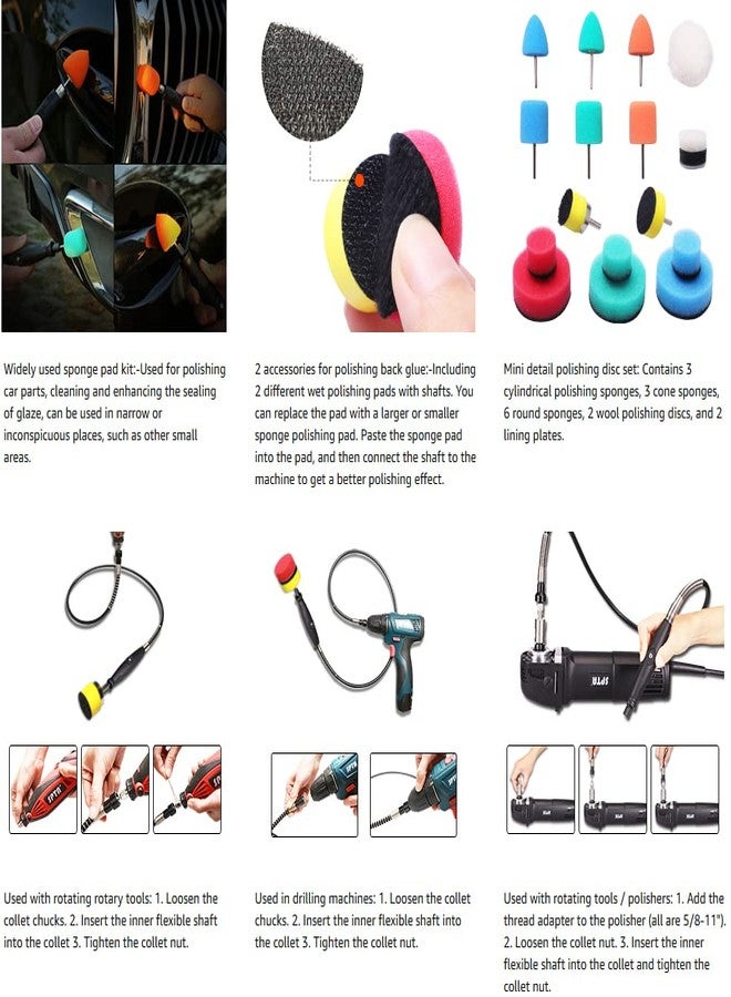 DIY Crafts 4x Felt 4x Fur Pads, Mini Kit, Mini Buffing Polishing Pads, Detail Polisher Pads Use On Rotary Tools,Cordless Drill, Polisher Tool for Tight Area Detailing (4x Felt 4x Fur Pads, Mini Kit) - Image 2