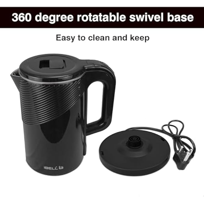 iBELL Pek20Bkplus Premium Stainless Steel Electric Kettle 20 Litre 1600W Auto CutOff Feature 360 Degree Rotating Base Shock Proof Insulated Body Black - Image 4