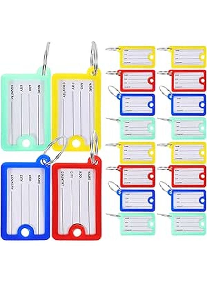 Plastic Number Key Tags 20pcs with Rings Writable Key Labels Color Coded Red Yellow Blue Green - Image 1