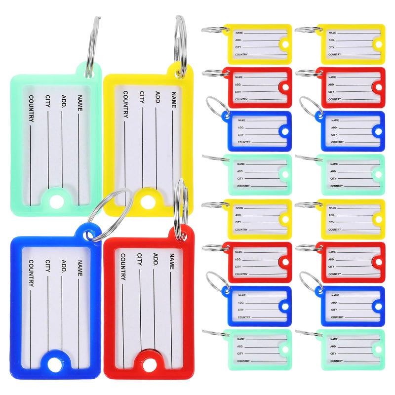 Plastic Number Key Tags 20pcs with Rings Writable Key Labels Color Coded Red Yellow Blue Green - Image 2