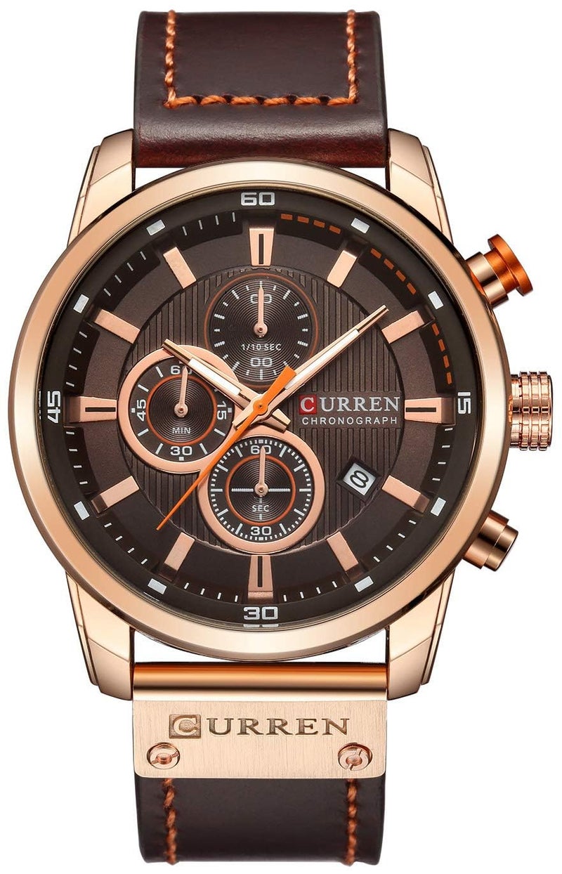 FANMIS Mens Sport Military Analog Quartz Watch Chronograph Classic Casual Business Dress Waterproof Watch Multifunctional Wristwatch with Leather Strap - Image 1