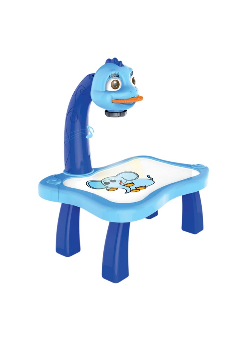 Blue Projection Table, Children'S Drawing Projector With Flashlight Slide Projector Toy, Tracing Sketch Table With Light Music, Suitable For Early Art Learning Game Gifts - Image 1