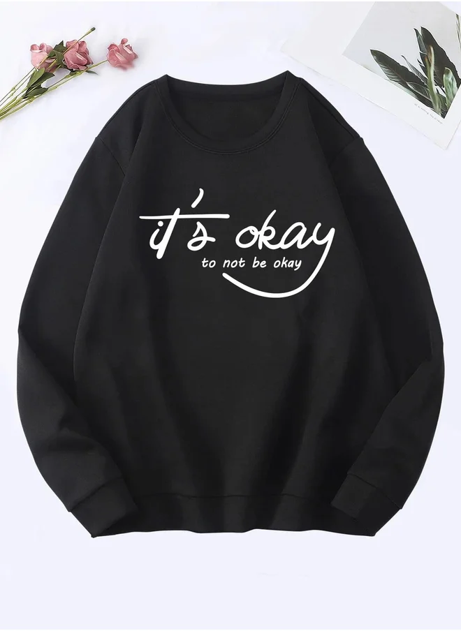 كوتي Slogan Print Round Neck Sweatshirt
