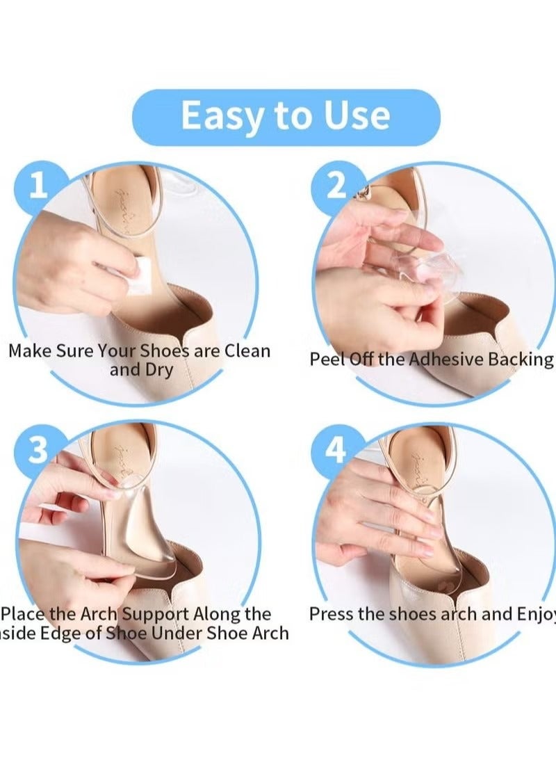 4Pairs Arch Support Shoe Insert, Gel Reusable Cushions for Plantar Fasciitis Support Flat Feet, Adhesive Pads Inserts - Image 3