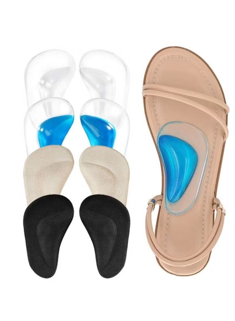 4Pairs Arch Support Shoe Insert, Gel Reusable Cushions for Plantar Fasciitis Support Flat Feet, Adhesive Pads Inserts - Image 1