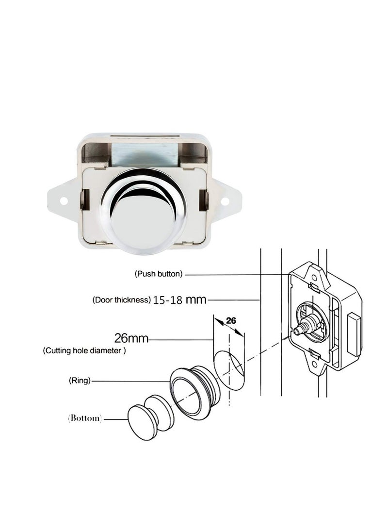 SYOSI - 10 PCS Push Button Latch Cabinet Door Catch Keyless Cupboard Locks for RV Yachts Motorhome Camper Caravan - Image 1