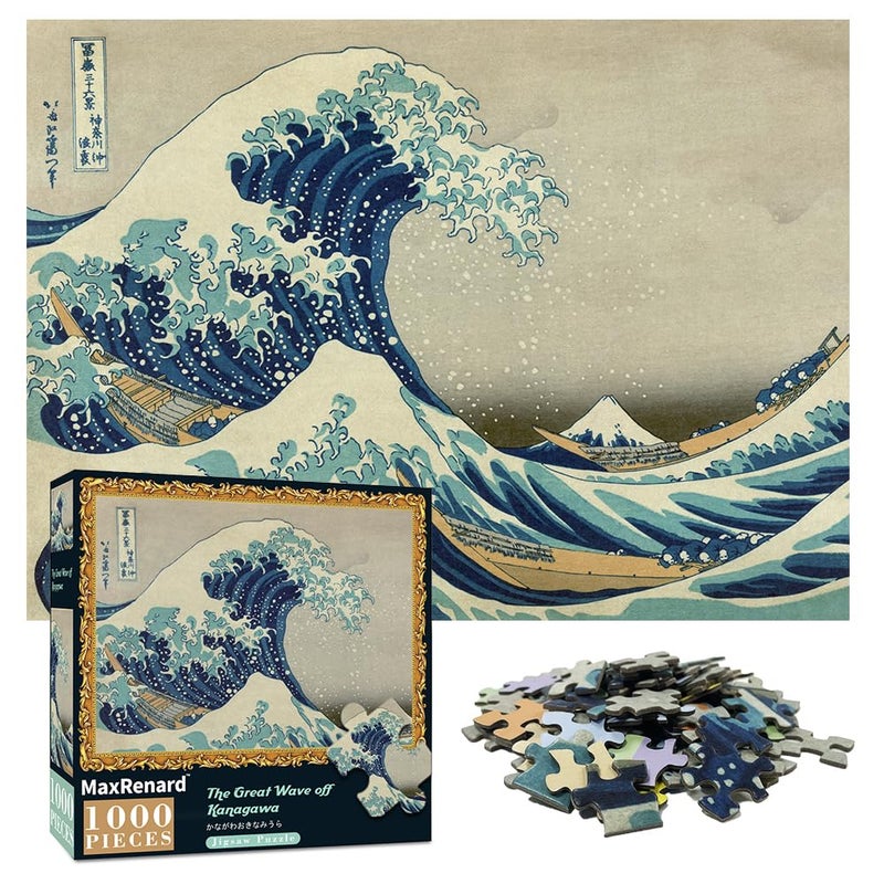 MaxRenard Game 1000 Pieces Jigsaw Puzzle for Adult Fine Art Collection Toy The Great Wave Off Kanagawa Puzzle - Image 3