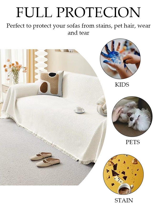 DUNISO Couch Cover,Weave Sofa Cover for 3 Cushion Couch,Sectional Couch Covers Sofa Chair Slipcover for Home or Workplace Weave Sofa Towel Cover Tablecloth Carpet Throw Blanket For Bed - Image 3