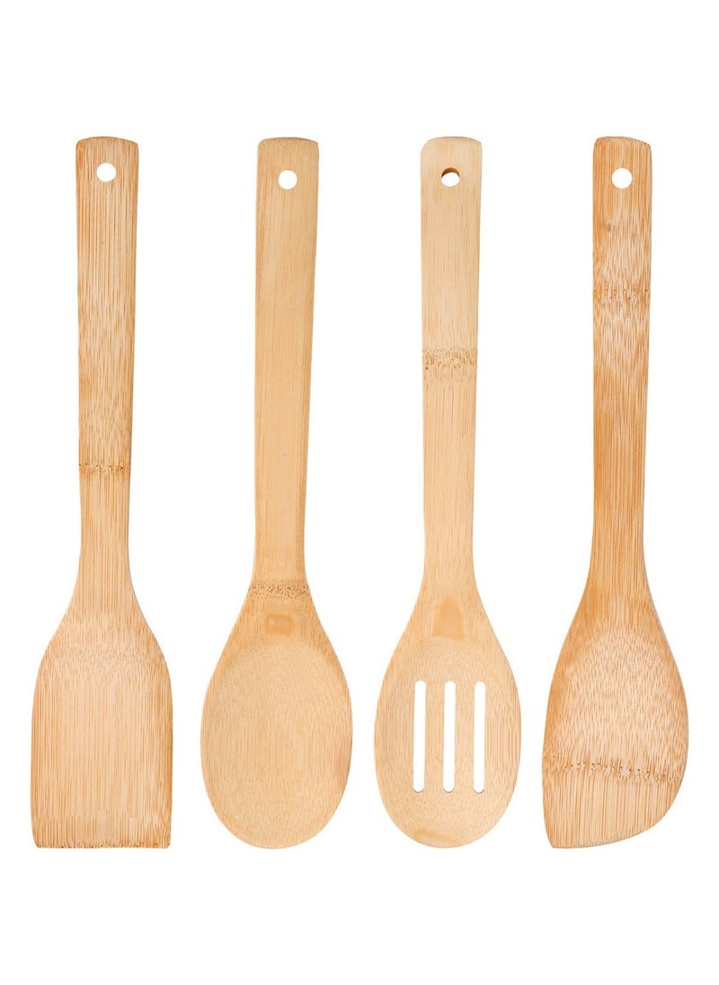 Kitchen & Go Wooden Spoons For Cooking 4 Piece Organic Bamboo Utensil Set For High Heat Stirring In Nonstick Pots & Pans Quality 