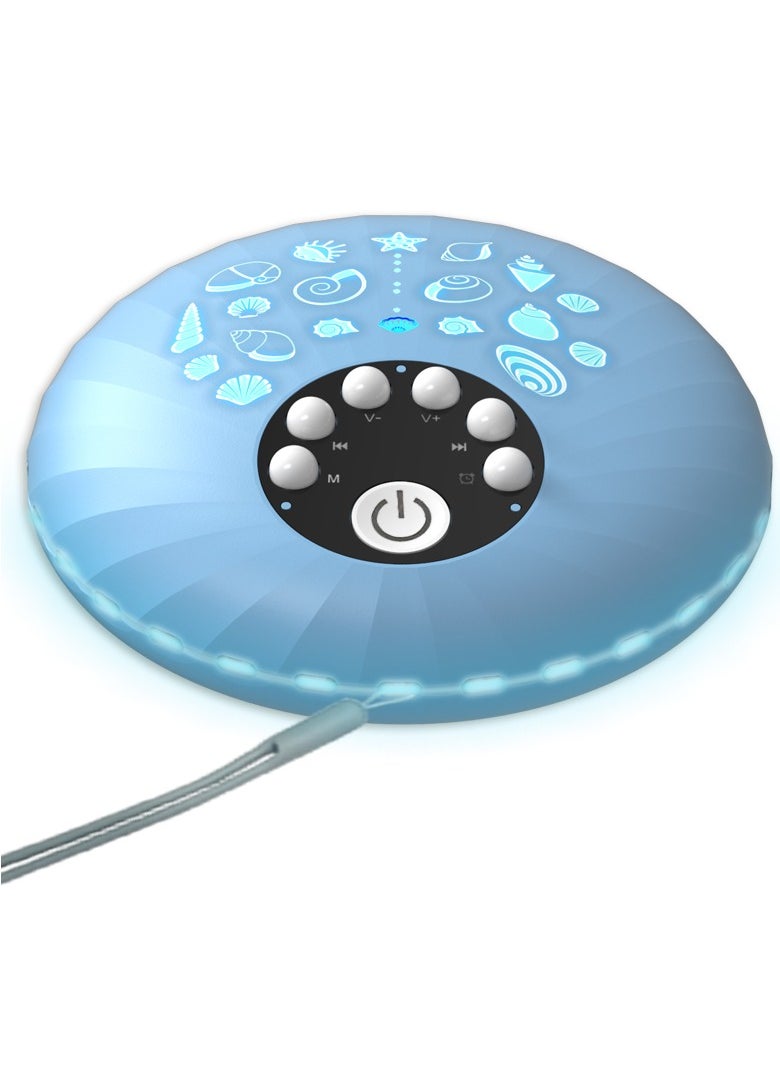 Ayeeb Baby Lullaby Easy Sleep Soother (BLESS), Portable Lanyard Rechargeable Mini White Noise Sound Machine, Calming Aid for Toddler Kids Nursery On-the-go, Adults Sleeping Natural Music Therapy Yoga Meditation,  Inspiring Ocean Theme Marine Life Seashell Pattern, Peaceful Relaxing 8 Color Changing Night Light, 10 Soothing Sounds, Volume Control 3 Mode Timer (Ocean Blue)  - Image 1