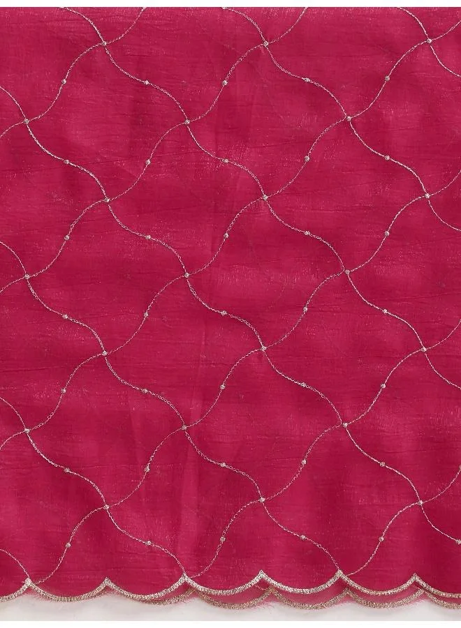 trueBrowns trueBrowns Pink Zari Jaal Embroidered Saree With Unstitched Blouse