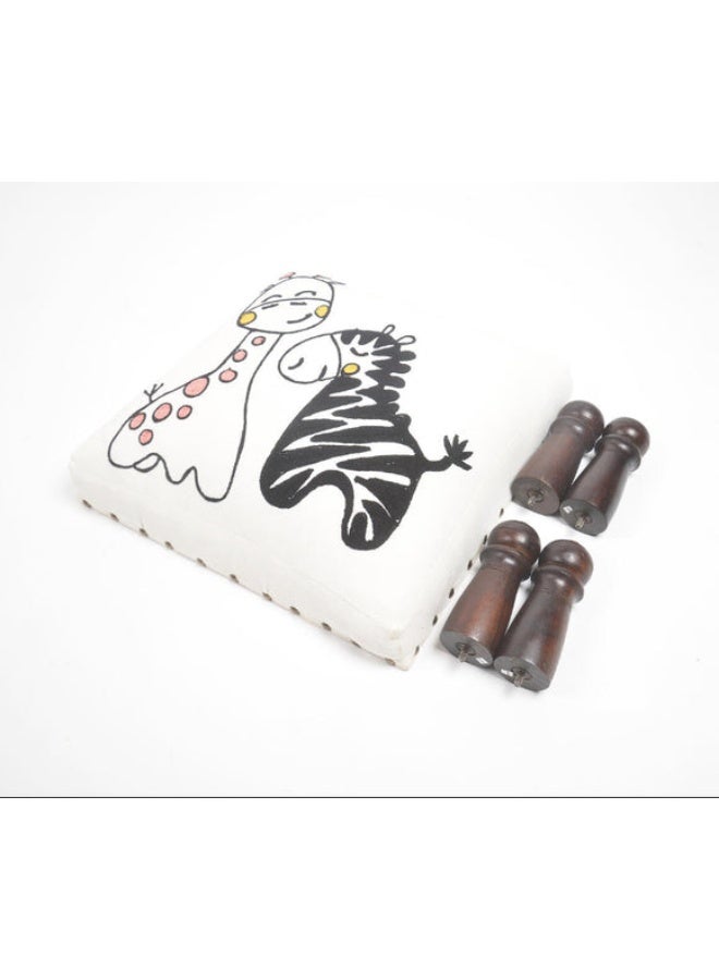 Chateaux Embroidered Zebra & Giraffe Stool for Kids - Image 4