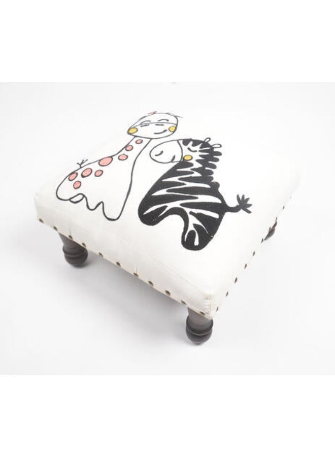 Chateaux Embroidered Zebra & Giraffe Stool for Kids - Image 1