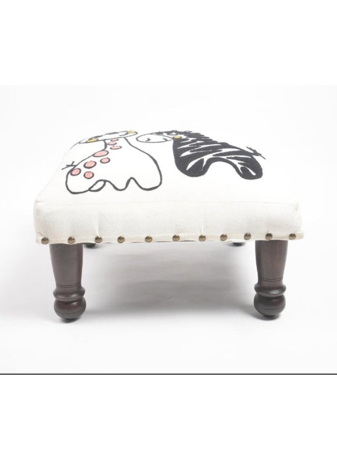 Chateaux Embroidered Zebra & Giraffe Stool for Kids - Image 3