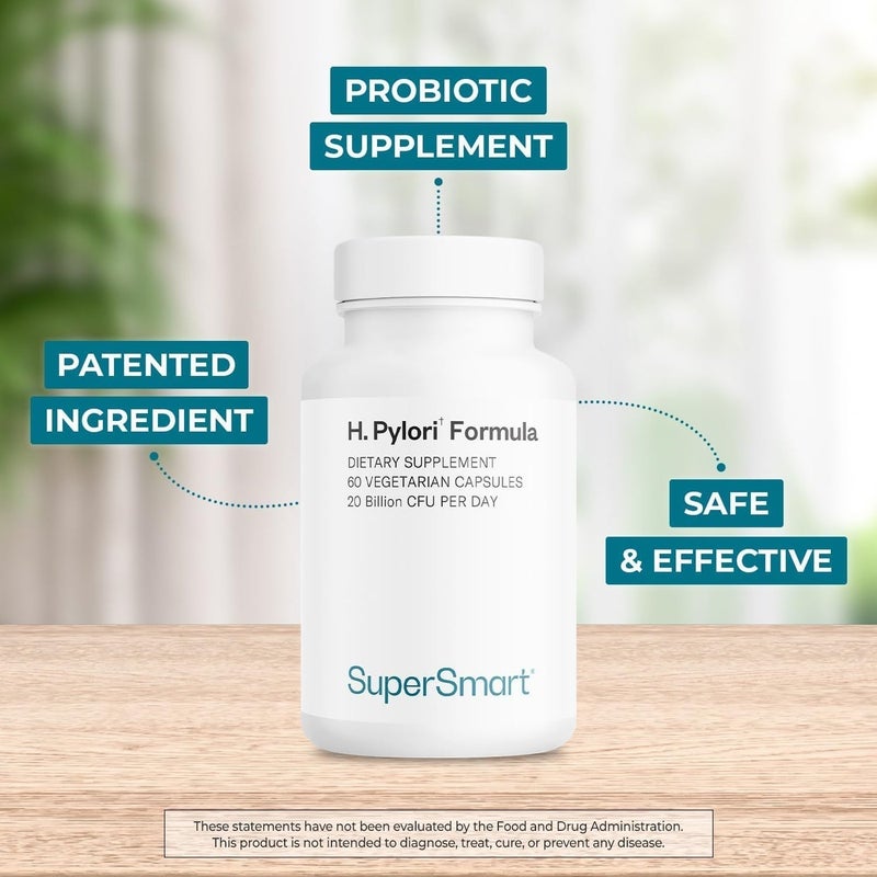 Supersmart H. Pylori Fight Probiotic (60 Veggie Caps) | 20 Billion CFU Lactobacillus Reuteri | Fast Acid Reflux, Gastritis & Heartburn Relief | Natural Stomach Lining Repair Supplement - Image 5