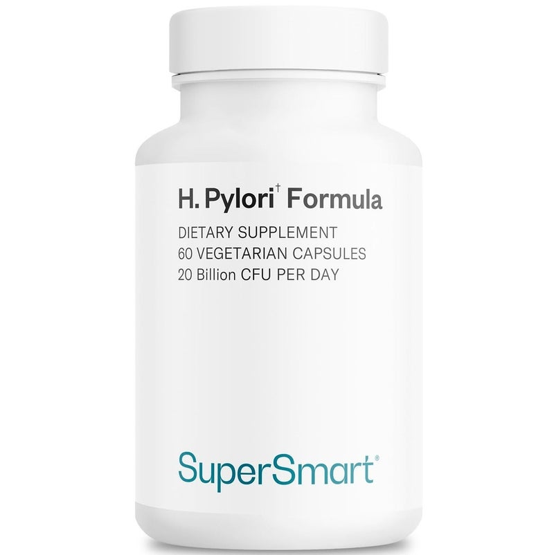 Supersmart H. Pylori Fight Probiotic (60 Veggie Caps) | 20 Billion CFU Lactobacillus Reuteri | Fast Acid Reflux, Gastritis & Heartburn Relief | Natural Stomach Lining Repair Supplement - Image 1