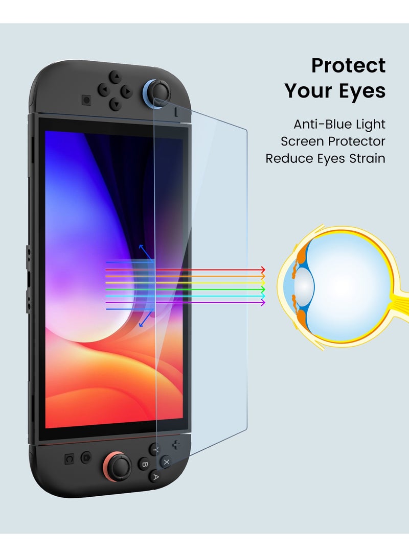 Transnovo Anti-Blue Light Tempered Glass Screen Protector [2 Pack] Only for Nintendo Switch 2 2025 5.5-inch [Eye Protection, Relieve Eye Fatigue] Blocks Excessive Harmful Blue Light and UV 9H Anti-Glare Anti-Scratch  - Image 3