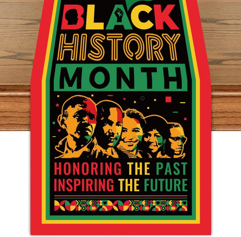 CHYAGCLT Black History Month Decorations Table Runner, Afro African American Heritage Festival Party Decorations Black History Month Table Decor for February Freedom Kitchen Dining Room Decor - Image 1