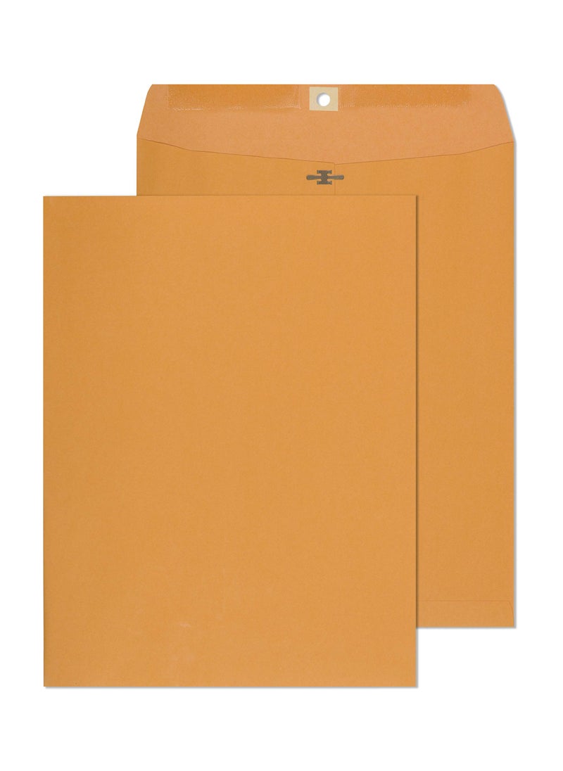 EnDoc EnDoc Clasp Envelopes 10x13 Inch -15 Pack Brown Kraft Catalog Envelope with Clasp Closure & Gummed Seal – 28lb Heavyweight Envelopes for Home, Office, Business, Legal or School 10x13, Brown Kraft  - Image 1