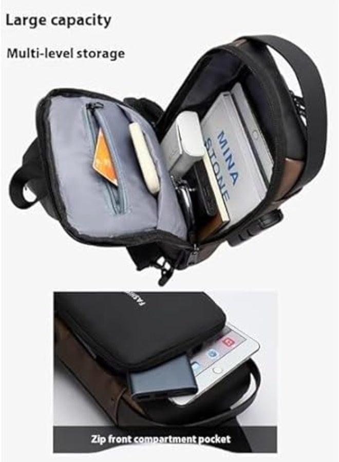 Casual backpack with USB strap, anti-theft and waterproof, for chest and shoulder use. - Image 2