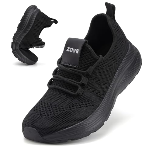 ZOVE Wide Toe Box Shoes Women Extra Wide Width Sneakers Ultra Light Road Running Shoes Non-Slip Tennis Sneakers Breathable Walking Athletic 8803 Full Black 37 - Image 1