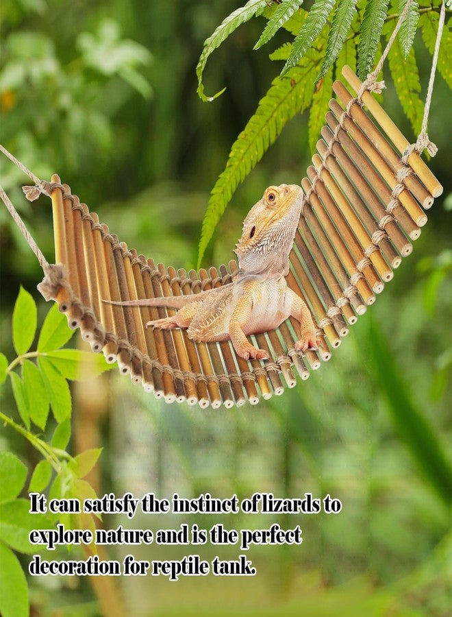 MUYG Reptile Climbing Bridge, Bamboo Lizard Ladder Bridge Bearded Dragon Hammock Lizard Lounger Hanging Terrarium Vines Decor Reptiles Habitat Tank Accessories for Gecko Chameleon(4PCS) - Image 3