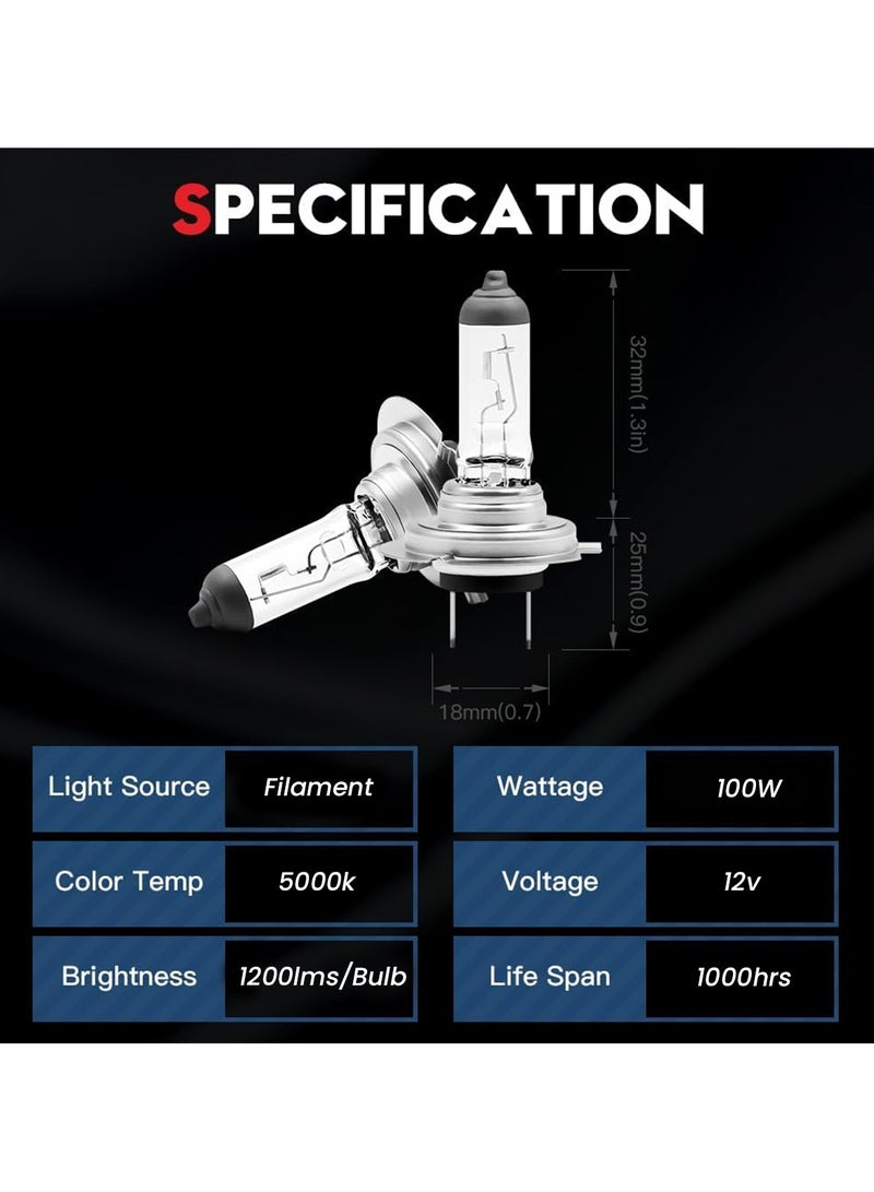 Loquat مصابيح هالوجين FEEMA H7 12V 55W فائقة السطوع 5000K مصدر ضوء خيوط مع سطوع 1200lm وعمر افتراضي 1000 ساعة 2PCS BL10768 - Image 3