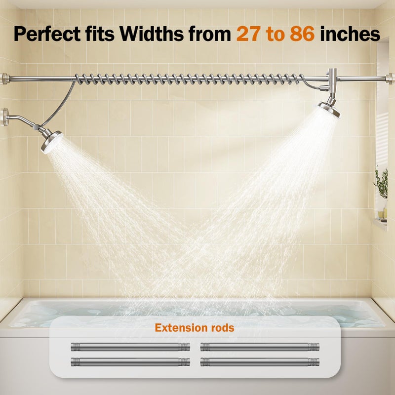 Huytrw Dual Shower Head with Original Adjustable Slider, High Pressure Double Shower Head for Two People Rod, 2 Showerhead System for Couples, Renter-Friendly, SPA-Like, Gift for Women Men, Chrome - Image 4