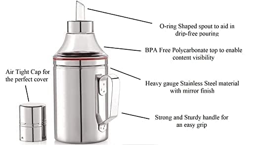 Generic Stainless Steel Oil Dispenser – Premium Oil Cruet with Precision Pour Spout – Leak-Proof, Easy to Clean – Ideal for Cooking, Salad Dressings, and More 1000 ml (1) - Image 5