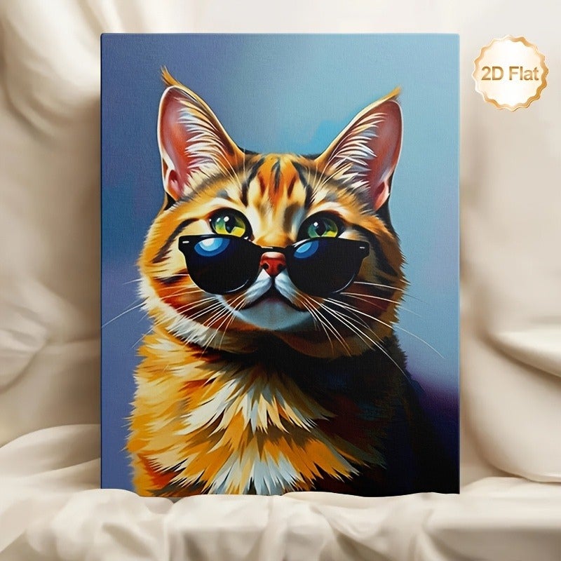 Framed Canvas Print - Cool Sunglasses Tiger Cat Pattern - Image 5