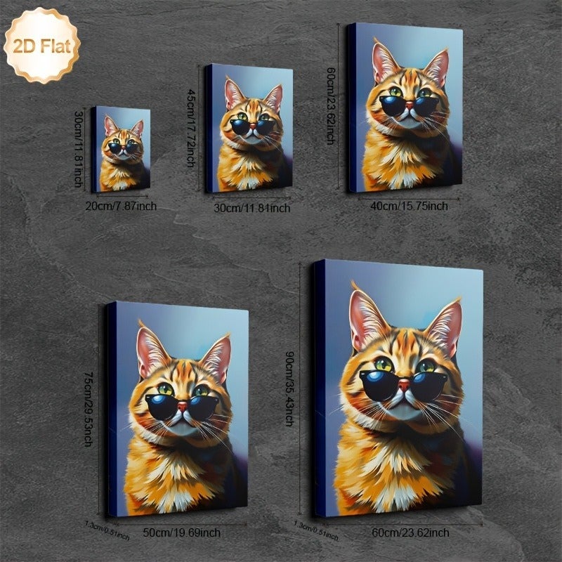 Framed Canvas Print - Cool Sunglasses Tiger Cat Pattern - Image 4