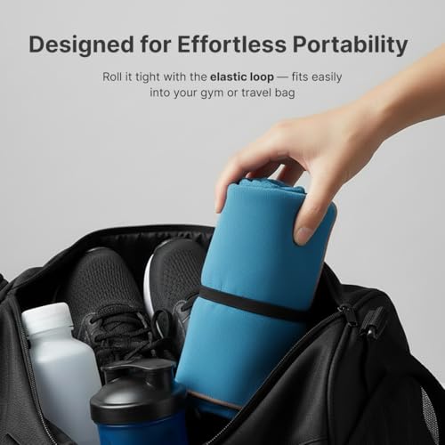 CULT Workout Towel 72x120 cm – Sweat-Absorbing, Skin-Friendly, Quick-Dry Gym Towel for Better Grip & Comfort During Intense Exercise – Blue - Image 5