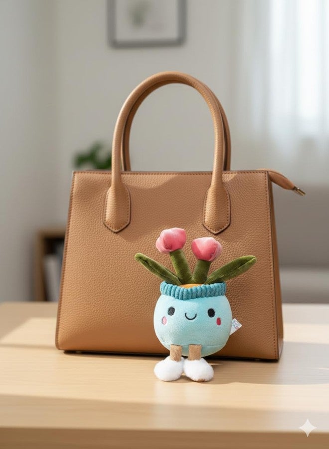 TeraaBliss Cute Plush Plant Toy with Smiling Face & Dangling Legs - Soft Stuffed Figure for Kids, Room Decor Gift (Blue + Rose) - Image 3