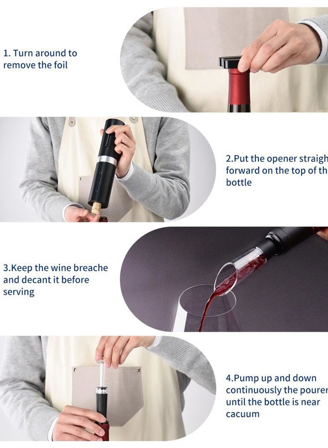CircleJoy Electric Wine Corkscrew, Rechargeable 5-in-1 Wine Opener Gift Set with Charging Station, Foil Cutter, Wine Pourer and Vacuum Wine Stopper - Image 5