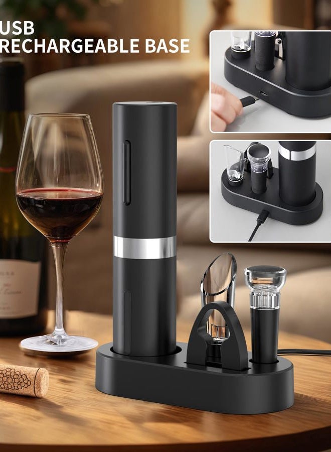 CircleJoy Electric Wine Corkscrew, Rechargeable 5-in-1 Wine Opener Gift Set with Charging Station, Foil Cutter, Wine Pourer and Vacuum Wine Stopper - Image 4