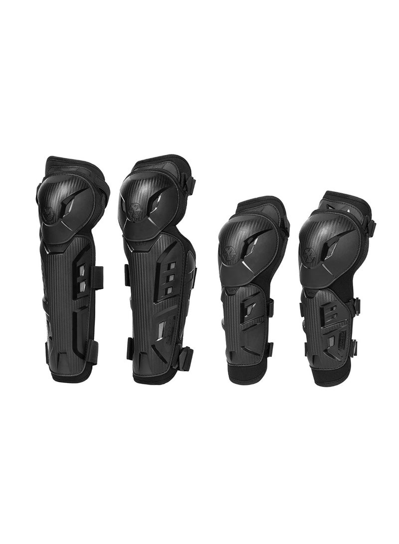 Scoyco واقيات الركبة للساق من SCOYCO مكونة من 4 قطع للدراجات النارية، أكمام طويلة قابلة للتعديل، واقيات الركبة المضادة للانزلاق، واقيات الدروع لسباقات موتوكروس وركوب الدراجات الجبلية - Image 1