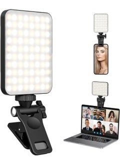 Set of 60 High-Power Rechargeable LED Lights with Front and Back Clips – 3 Adjustable Brightness Modes for Mobile, iPhone, Android, iPad, Laptop – Perfect for Makeup, TikTok, Selfies, Vlogging, and Video Conferences