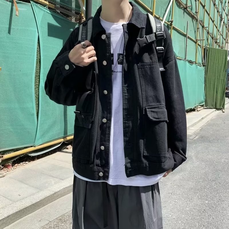 2024 Fashion Brand Fashion Denim Coat Men'S Loose Fashion Couple Casual All-Match Top Jacket - Image 1
