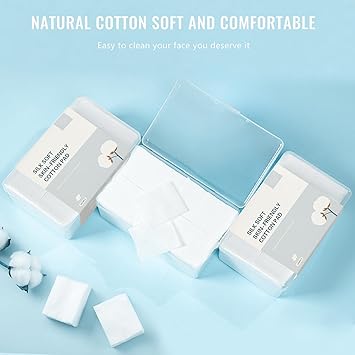 GothicBride Cotton Pads Makeup Remover Pads 1000PCS Natural Premium Nonwoven Square Cosmetic Cotton Pads Makeup Facial Soft Cut Cotton - Image 2