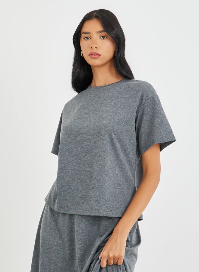 Take Two Solid Short Sleeve Top and A-Line Maxi Skirts Co-Ords - Image 2