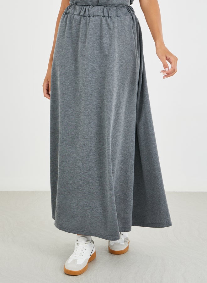 Take Two Solid Short Sleeve Top and A-Line Maxi Skirts Co-Ords - Image 4